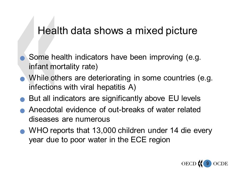 9 Health data shows a mixed picture Some health indicators have been improving (e.g.