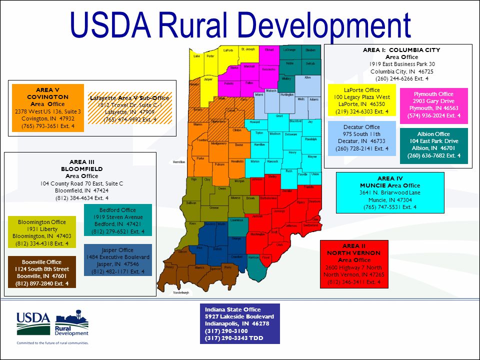 USDA Rural Development AREA I: COLUMBIA CITY Area Office 1919 East Business Park 30 Columbia City, IN (260) Ext.