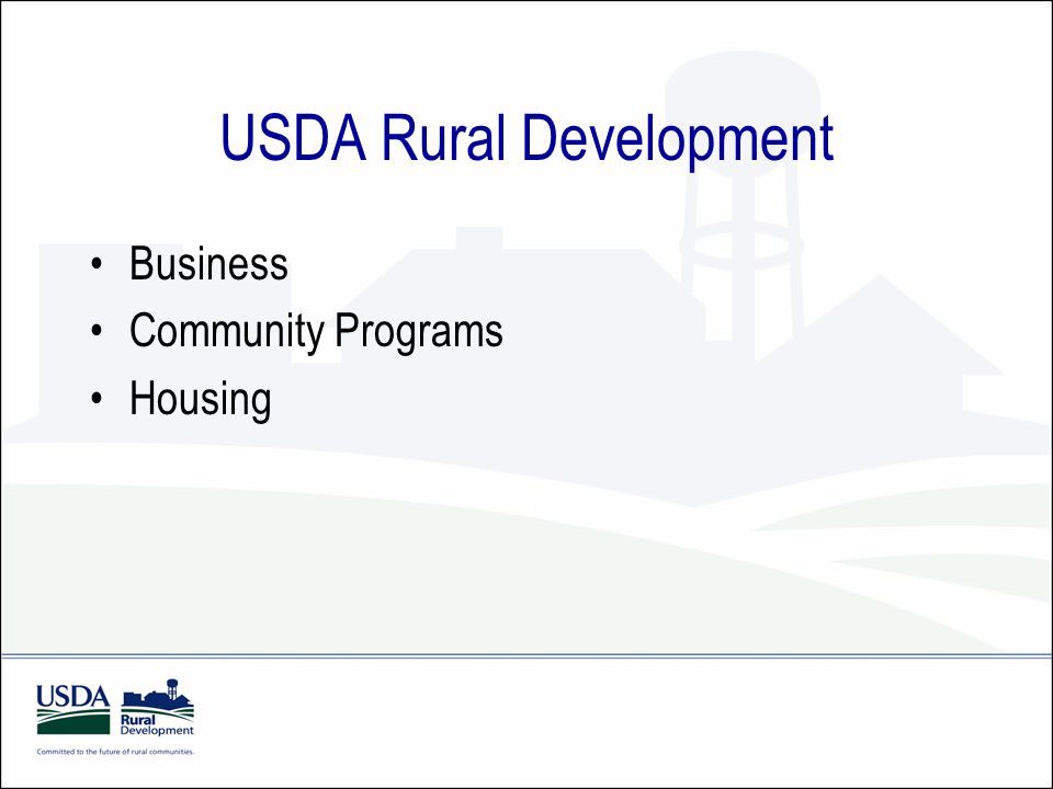 USDA Rural Development Business Community Programs Housing