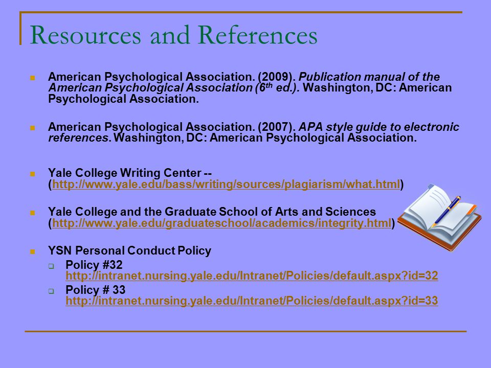 Resources and References American Psychological Association.