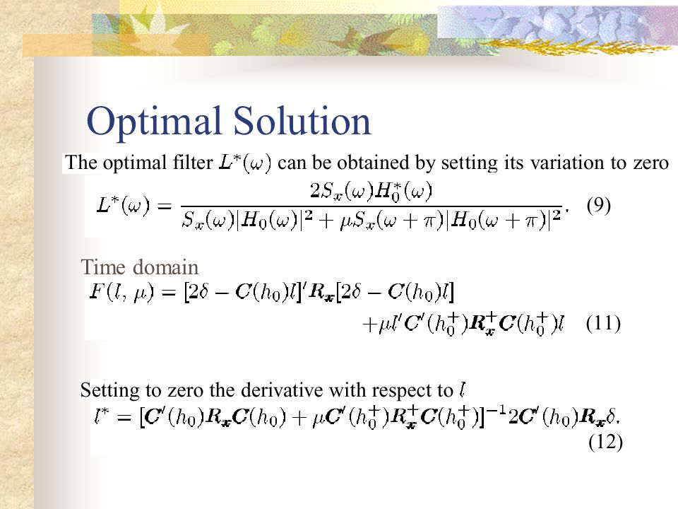 Optimal Solution Time domain