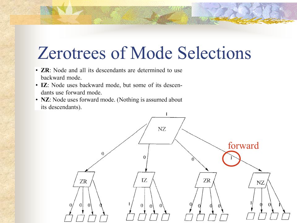 Zerotrees of Mode Selections forward