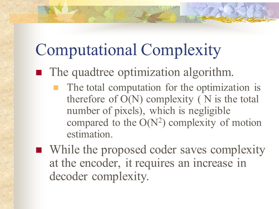 Computational Complexity The quadtree optimization algorithm.
