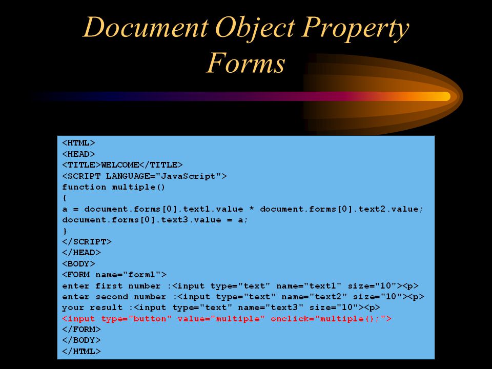 Document Object Property Forms