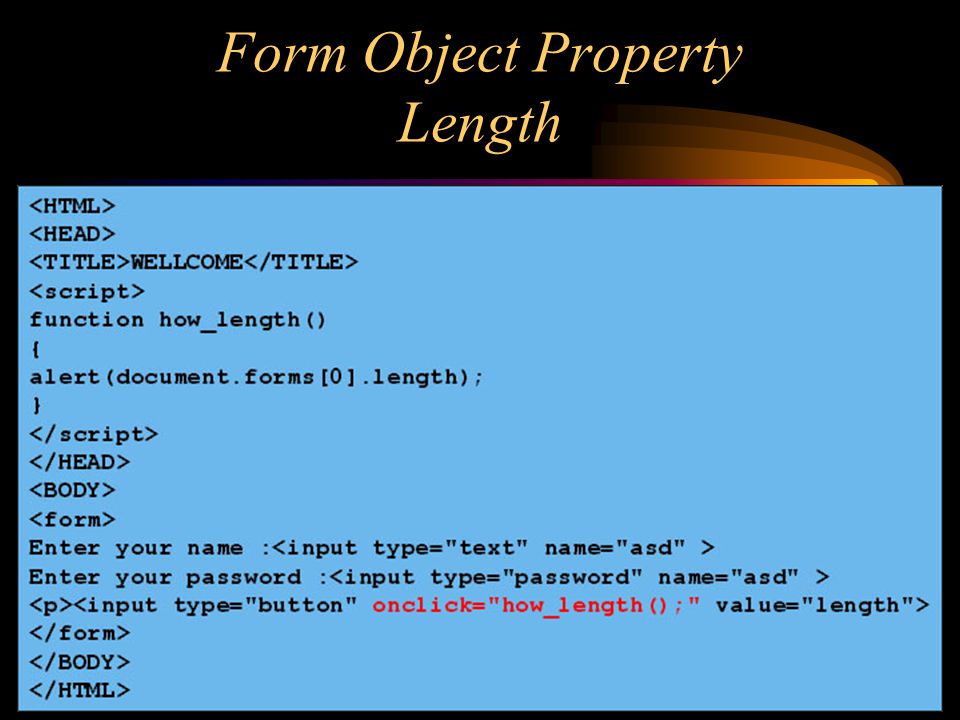 Form Object Property Length