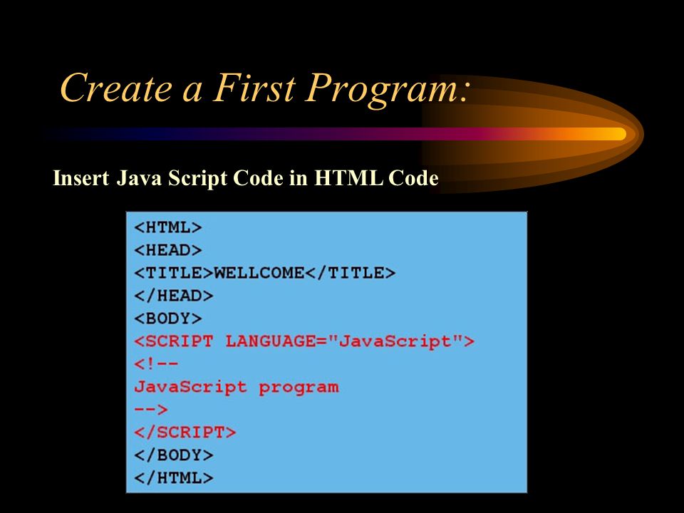 Create a First Program: Insert Java Script Code in HTML Code