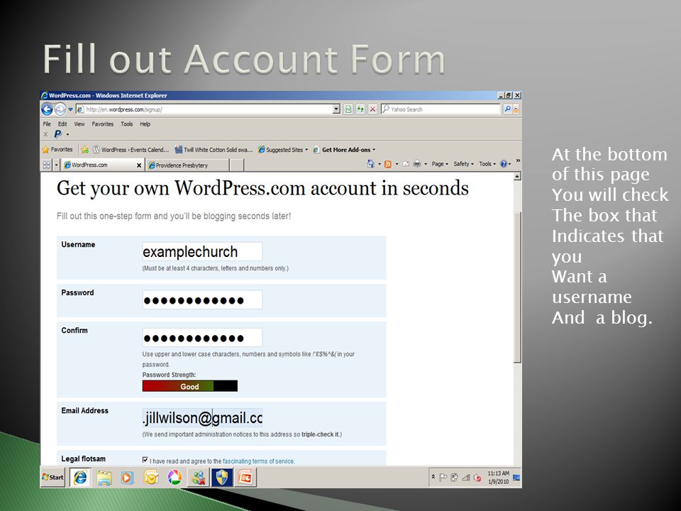 At the bottom of this page You will check The box that Indicates that you Want a username And a blog.