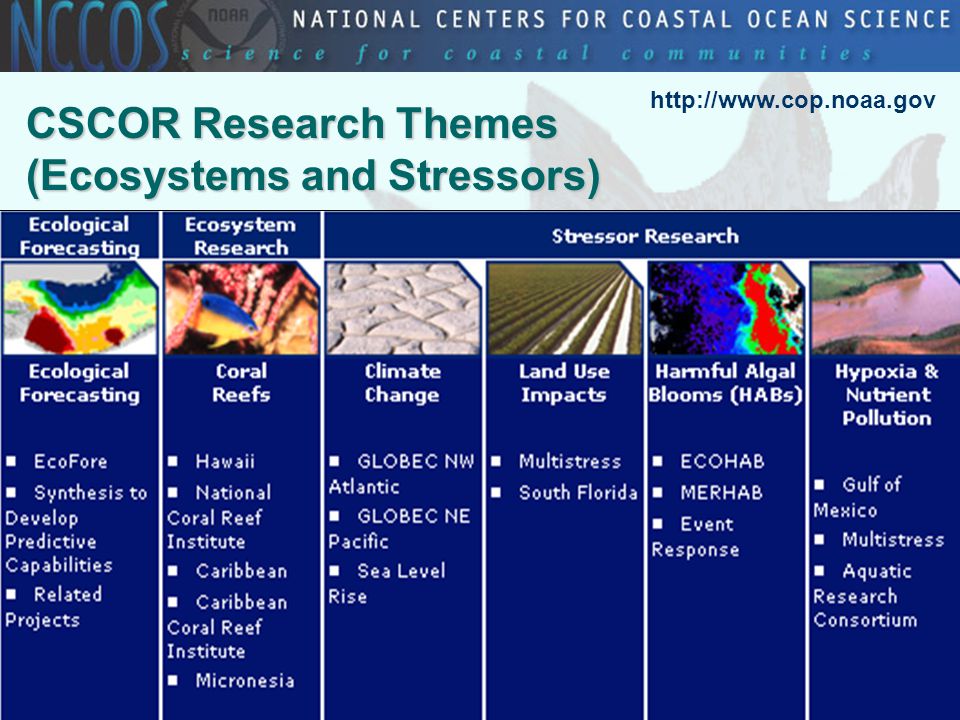 CSCOR Research Themes (Ecosystems and Stressors)