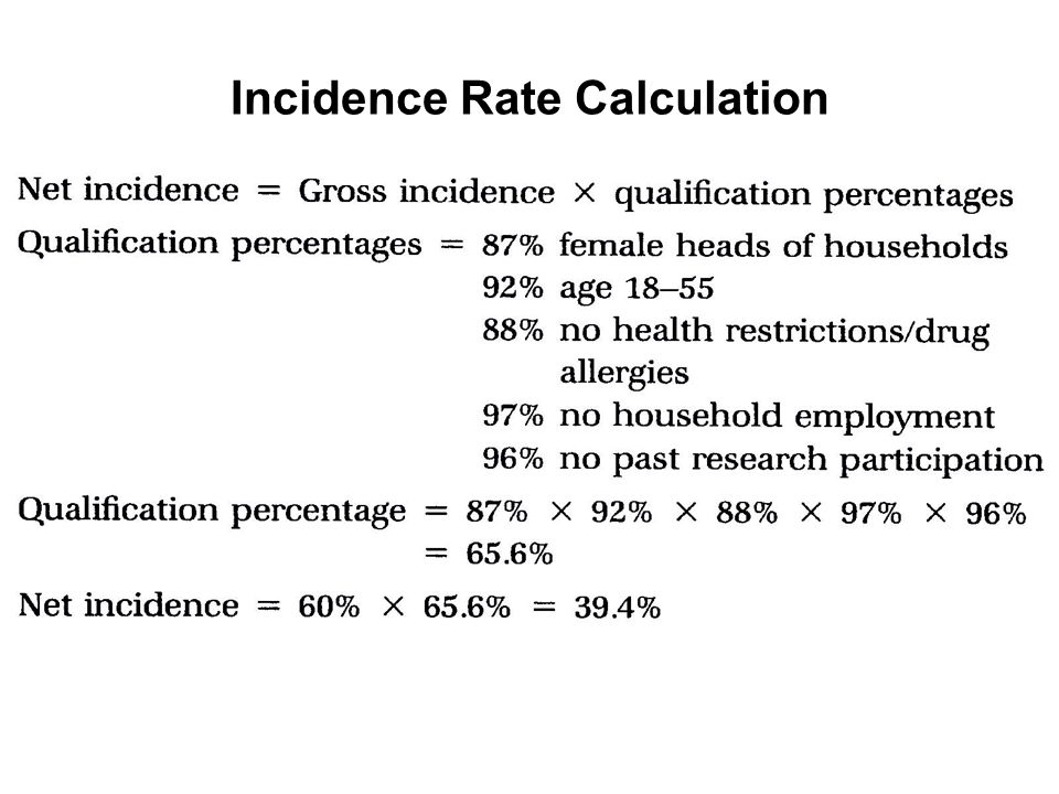 Typical Sample Sizes Incidence Rate Calculation. - ppt download