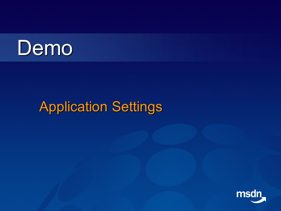 Application Settings Demo