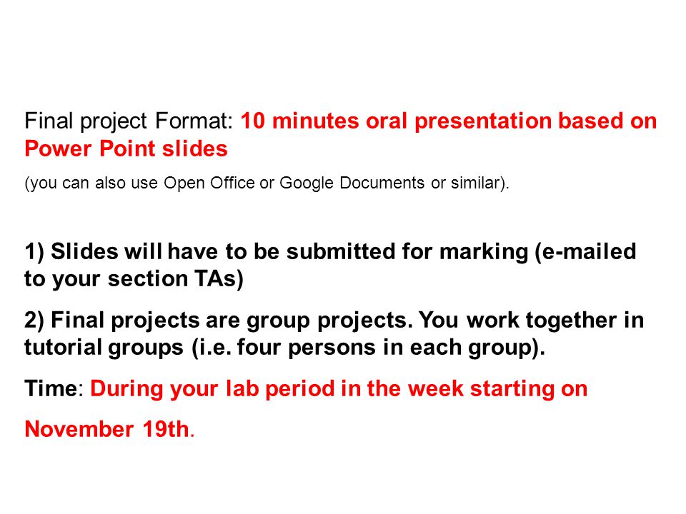 final project format 10 minutes oral presentation based on power 10 minute powerpoint presentation how many slides