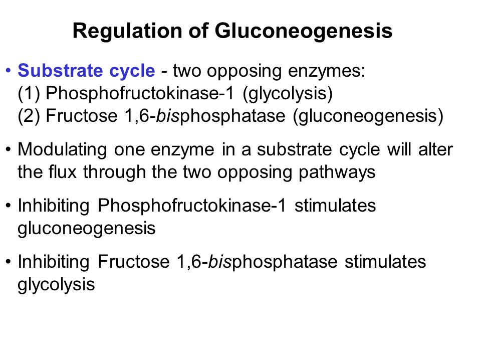 Prentice Hall c2002Chapter 1327 Regulation of Gluconeogenesis Substrate cycle - two opposing enzymes: (1) Phosphofructokinase-1 (glycolysis) (2) Fructose 1,6-bisphosphatase (gluconeogenesis) Modulating one enzyme in a substrate cycle will alter the flux through the two opposing pathways Inhibiting Phosphofructokinase-1 stimulates gluconeogenesis Inhibiting Fructose 1,6-bisphosphatase stimulates glycolysis