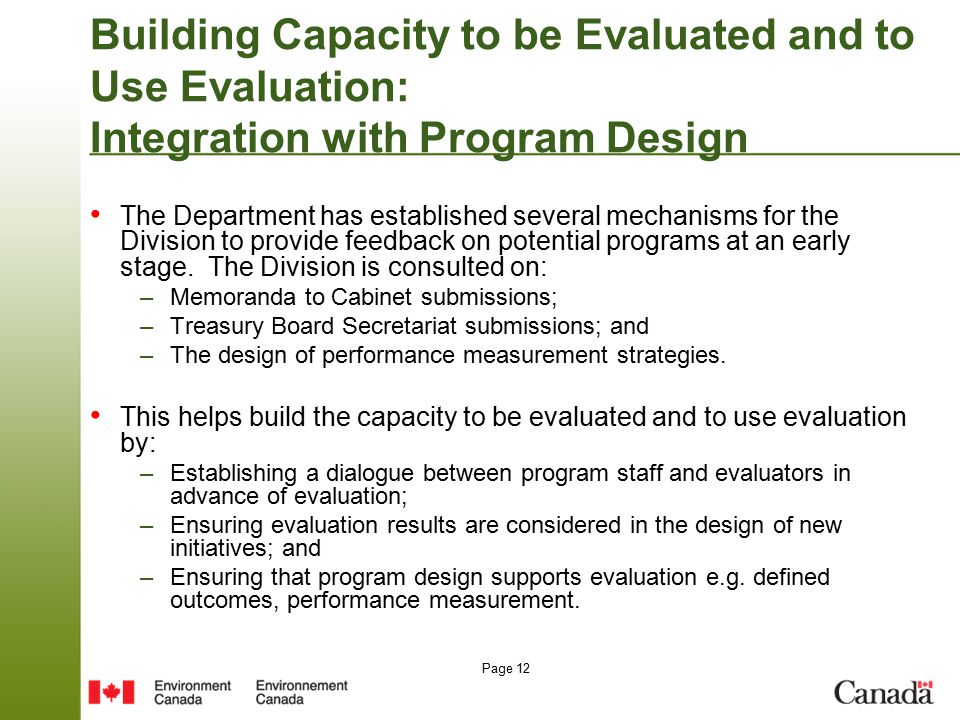 Page 12 The Department has established several mechanisms for the Division to provide feedback on potential programs at an early stage.