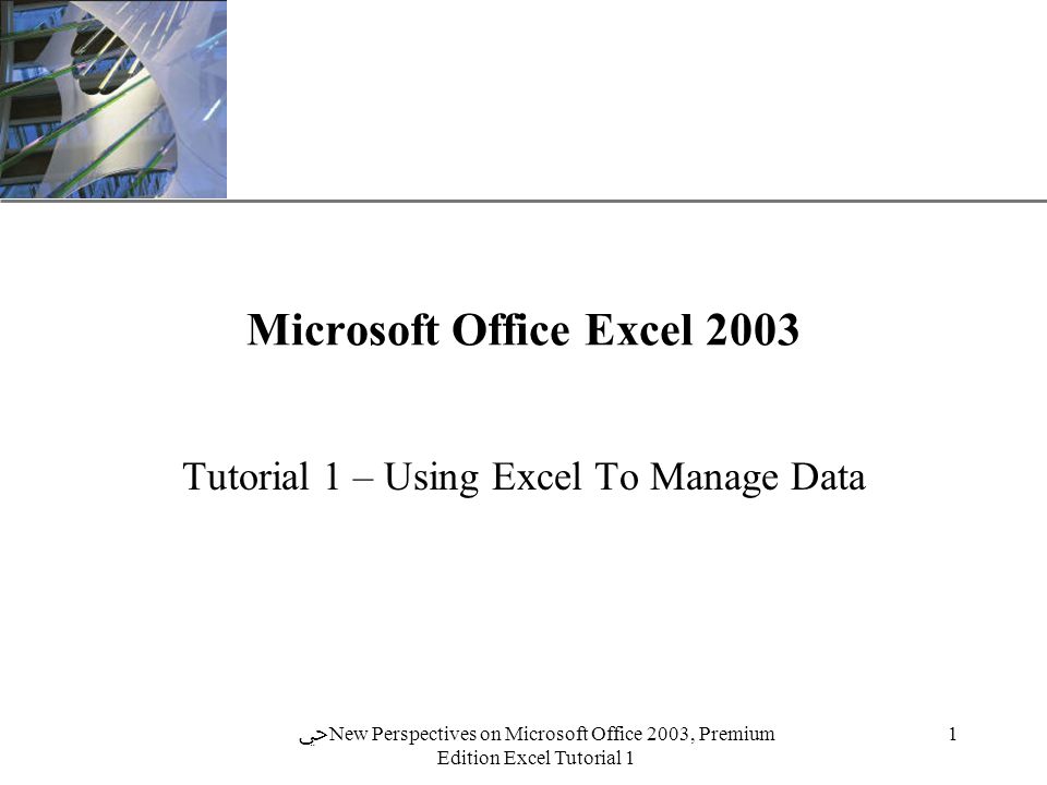 XP 1 ﴀ New Perspectives on Microsoft Office 2003, Premium Edition Excel Tutorial 1 Microsoft Office Excel 2003 Tutorial 1 – Using Excel To Manage Data