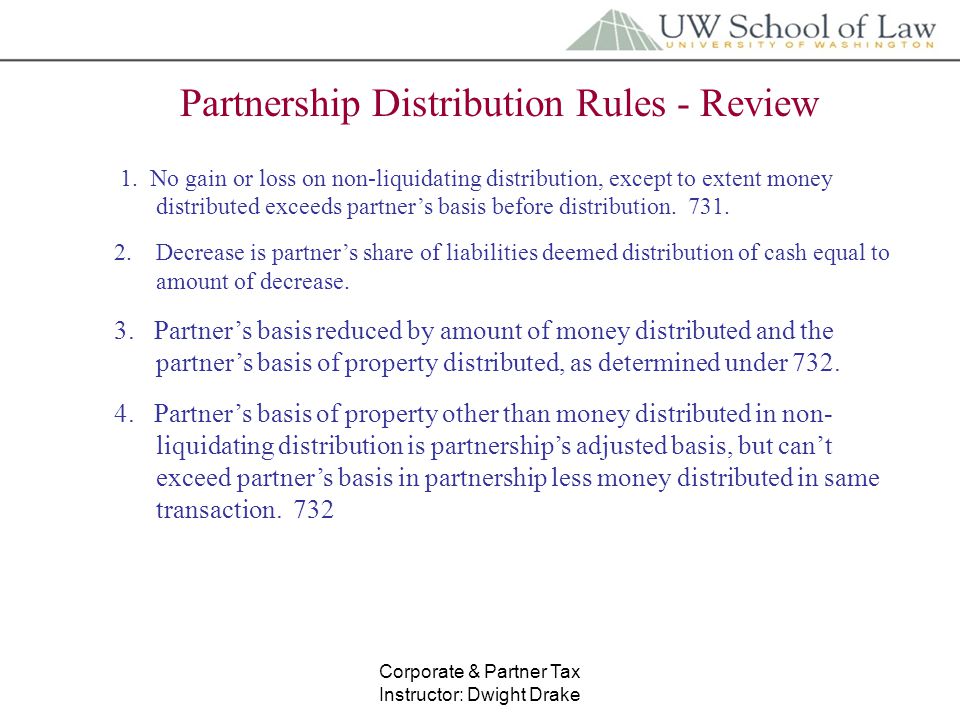 Corporate Partner Tax Instructor Dwight Drake Partnership