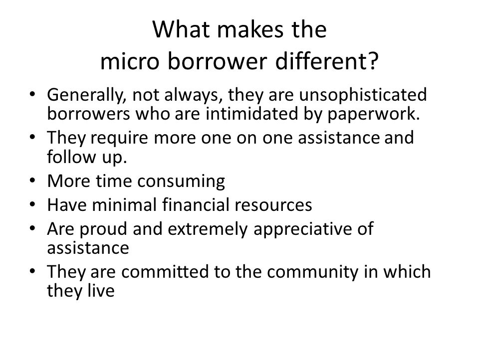 What makes the micro borrower different.