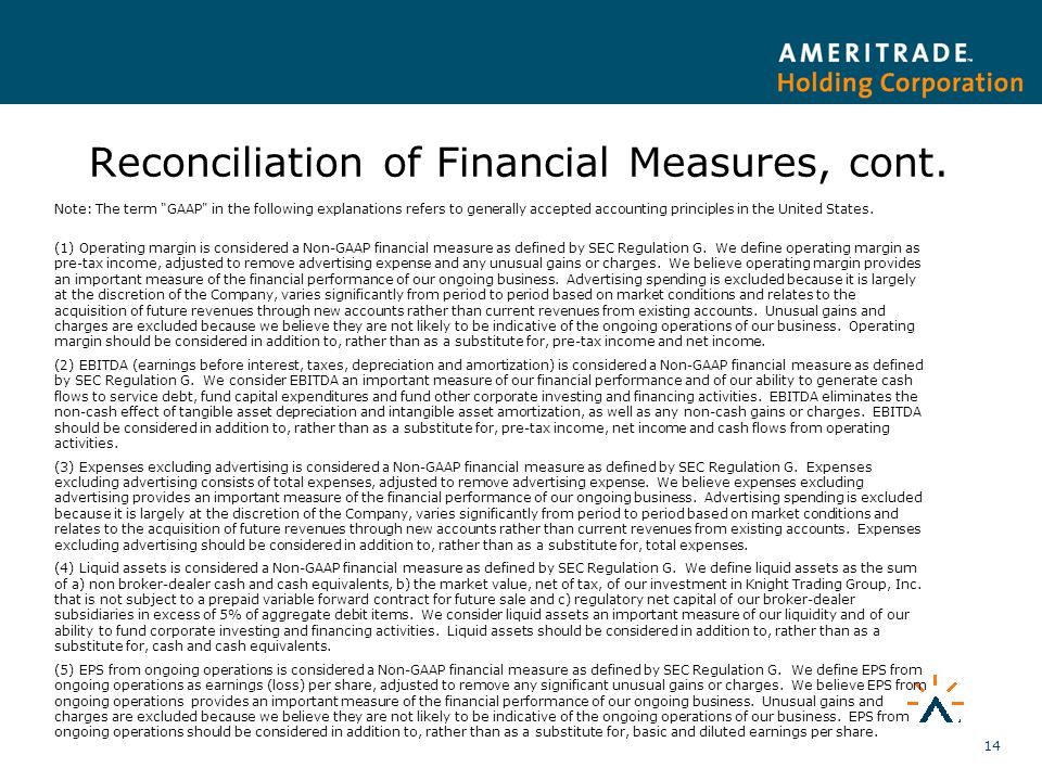 14 Reconciliation of Financial Measures, cont.