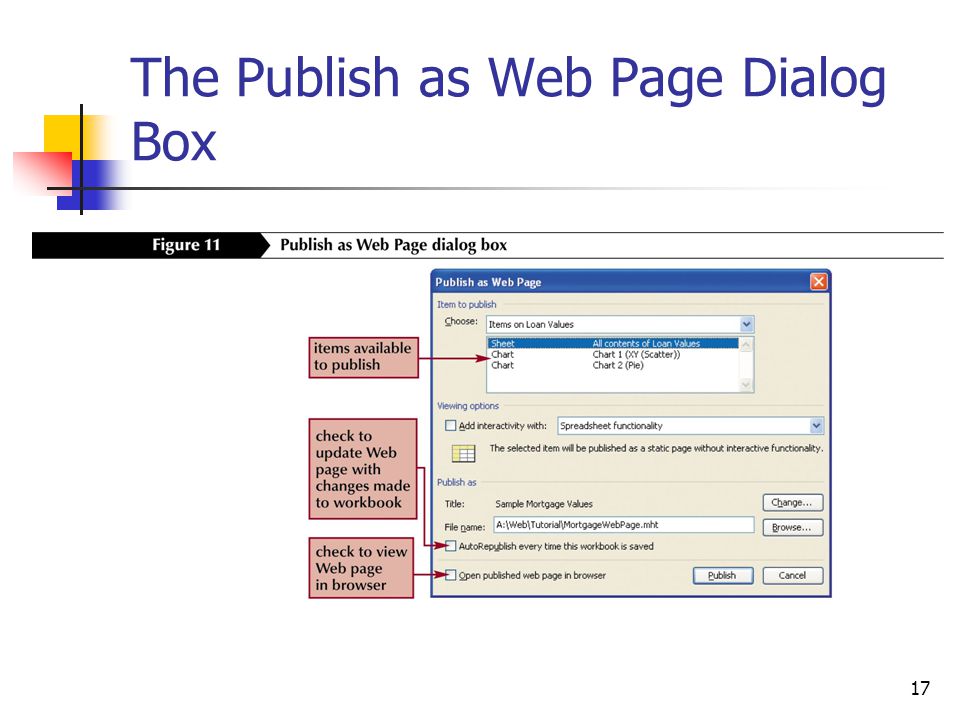 17 The Publish as Web Page Dialog Box
