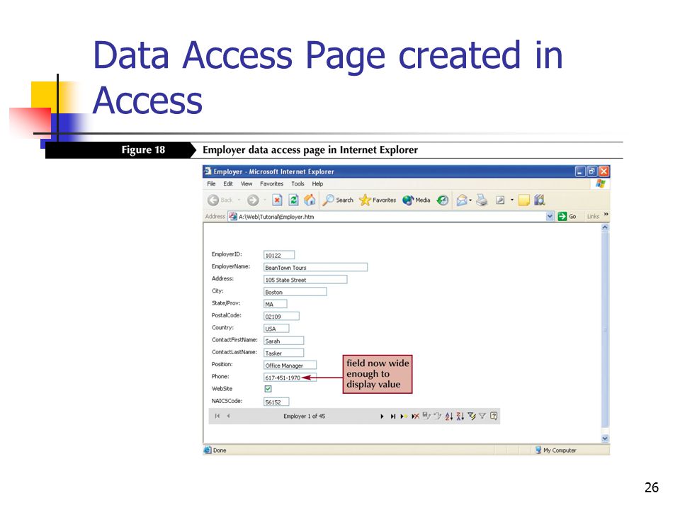 26 Data Access Page created in Access