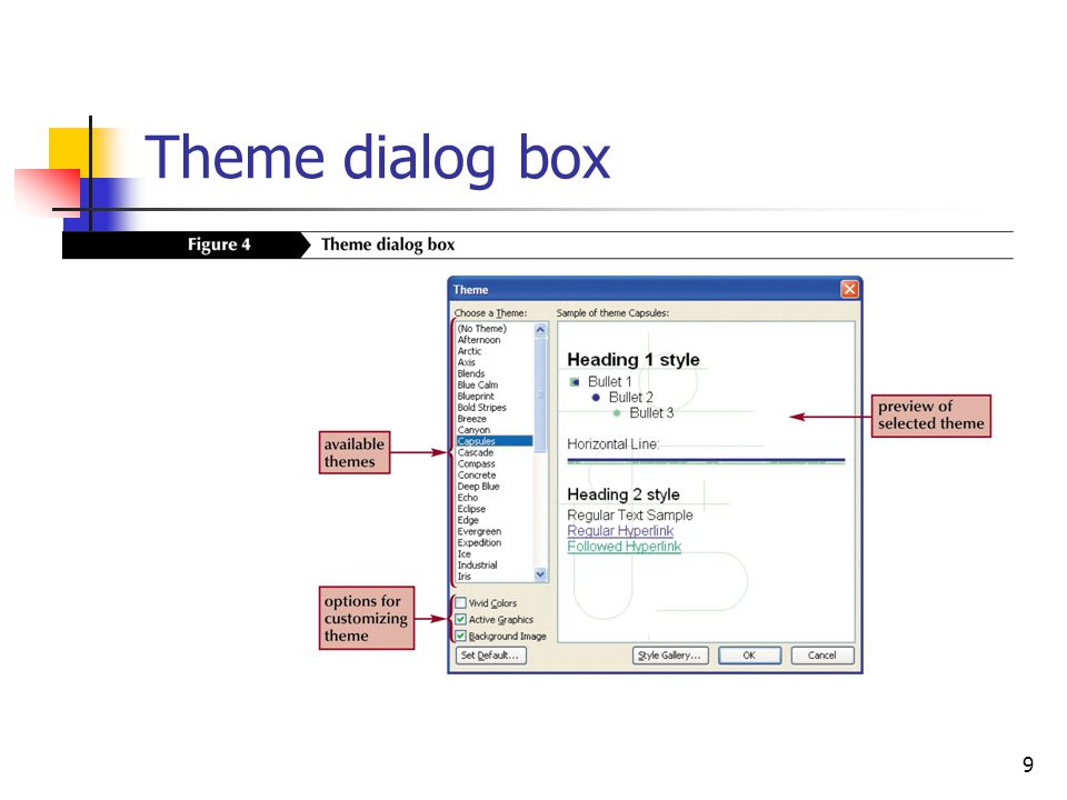 9 Theme dialog box
