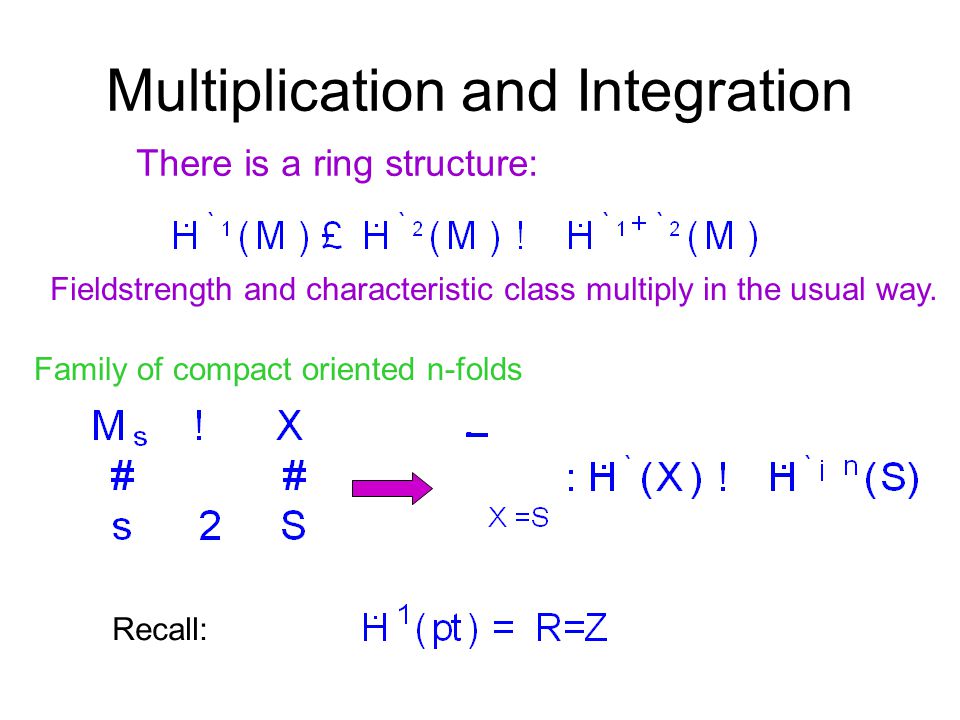 Multiplication and Integration There is a ring structure: Fieldstrength and characteristic class multiply in the usual way.