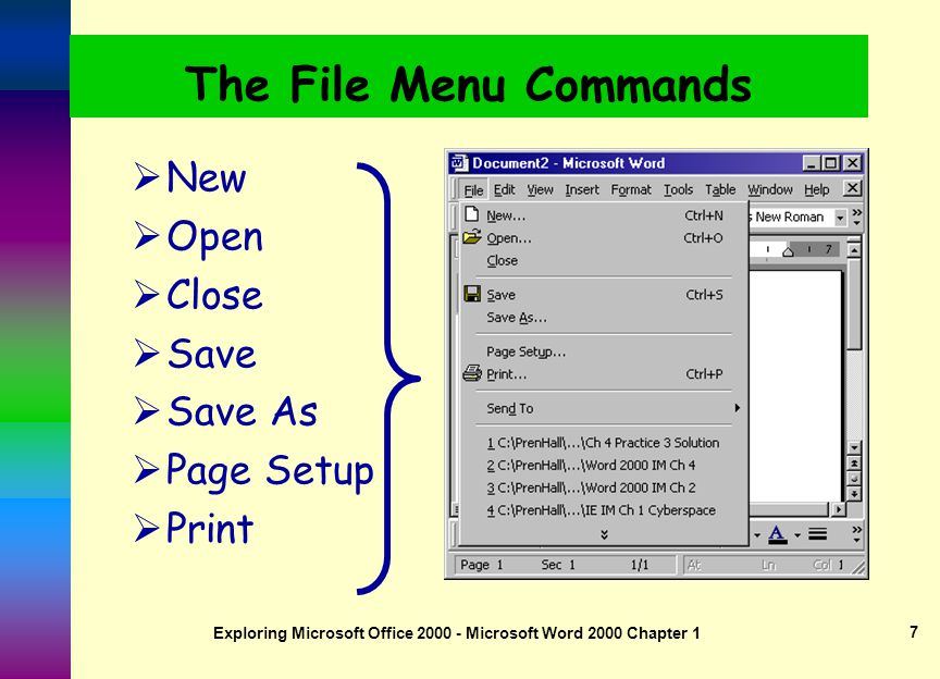 Exploring Microsoft Office Microsoft Word 2000 Chapter 1 6 Formatting Toolbar Font Size Italics Bold Left Alignment Border Bullets & Numbering Style Justified Underline Font Style Highlight Promote/Demote Font Color Bullets Right Alignment Numbering Center Text
