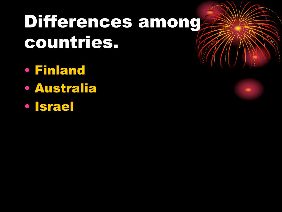 Differences among countries. Finland Australia Israel
