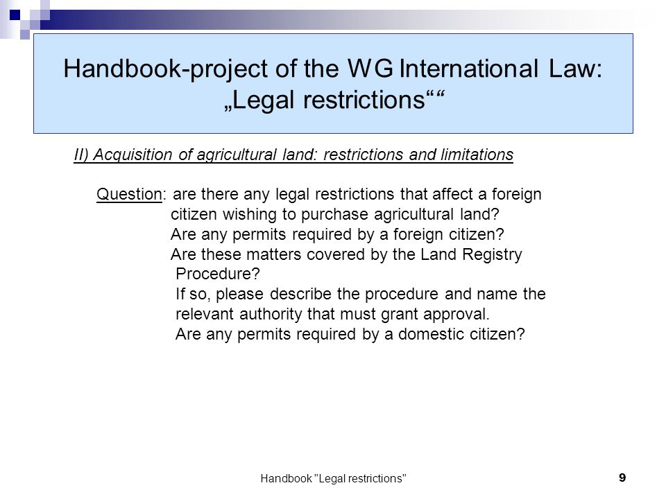 Land Registry Restrictions >> Elra Working Group International Law Handbook Legal Land Registry Restrictions >> Elra Working Group International Law Handbook Legal