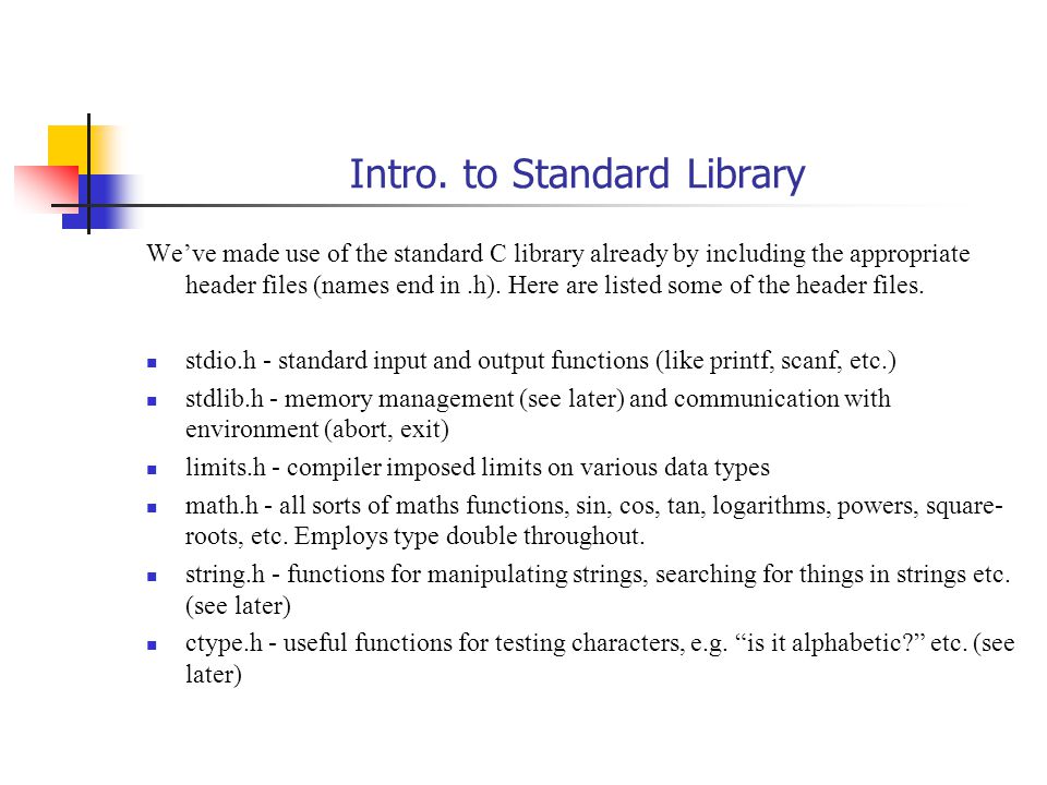 CS1061 C Programming Lecture 10: Macros, Casting And Intro. To Standard ...