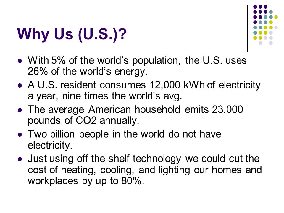 Why Us (U.S.). With 5% of the world’s population, the U.S.