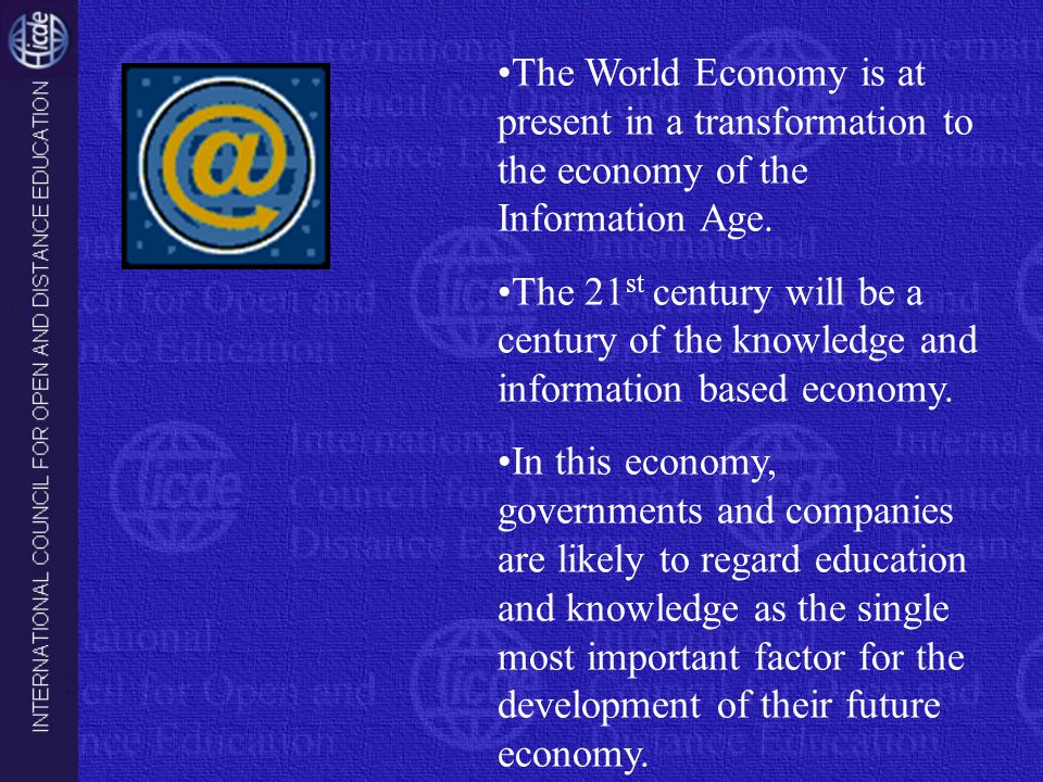 The World Economy is at present in a transformation to the economy of the Information Age.