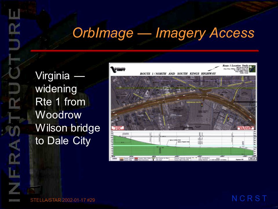 N C R S T STELLA/STAR #29 OrbImage — Imagery Access Virginia — widening Rte 1 from Woodrow Wilson bridge to Dale City