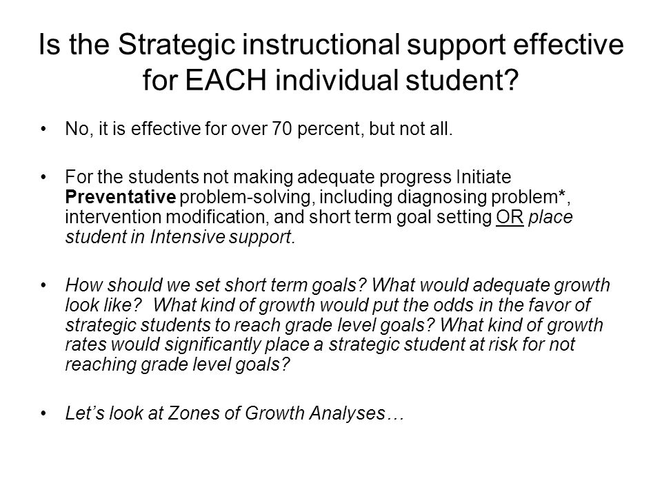 Is the Strategic instructional support effective for EACH individual student.