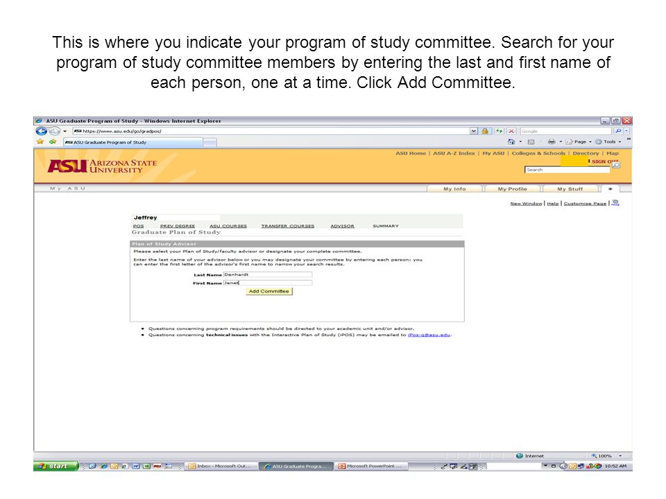 This is where you indicate your program of study committee.