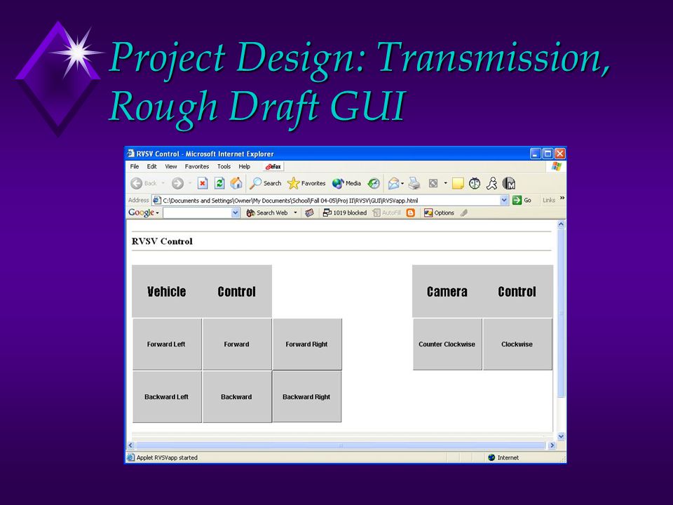 Project Design: Transmission, Rough Draft GUI