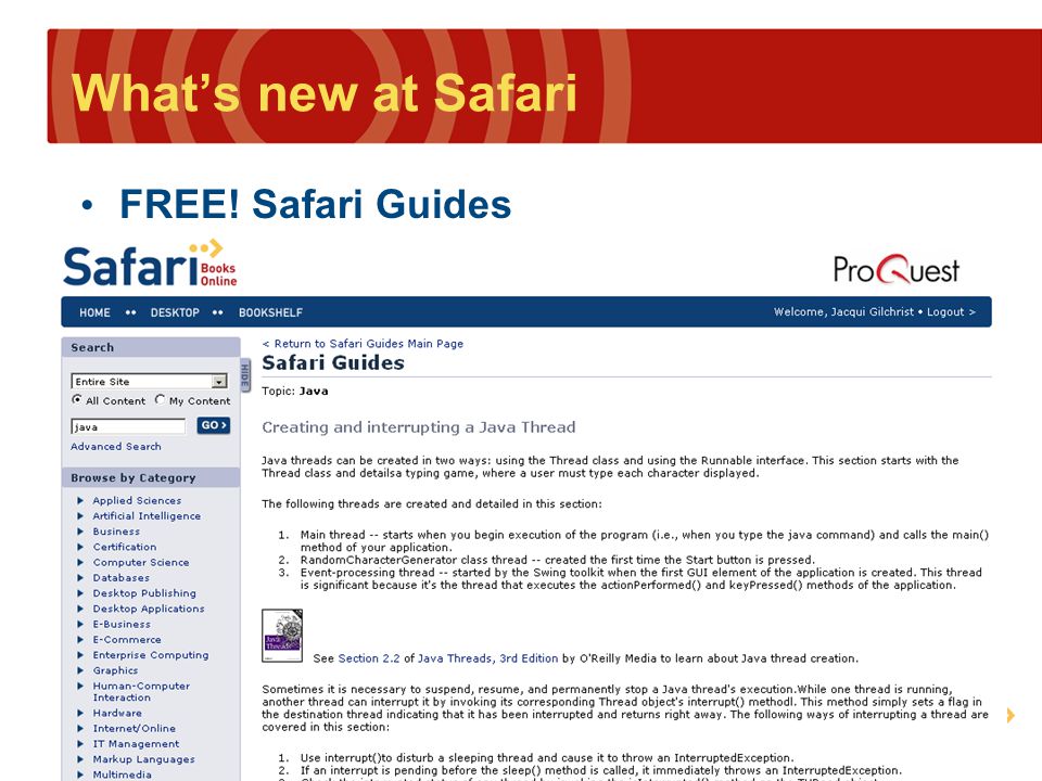 Safari Books Online And Proquest Agenda Introduction To Safari