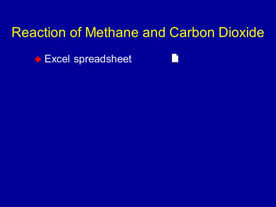  Excel spreadsheet Reaction of Methane and Carbon Dioxide