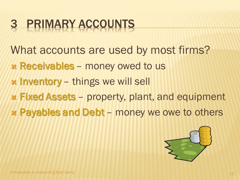 What accounts are used by most firms.