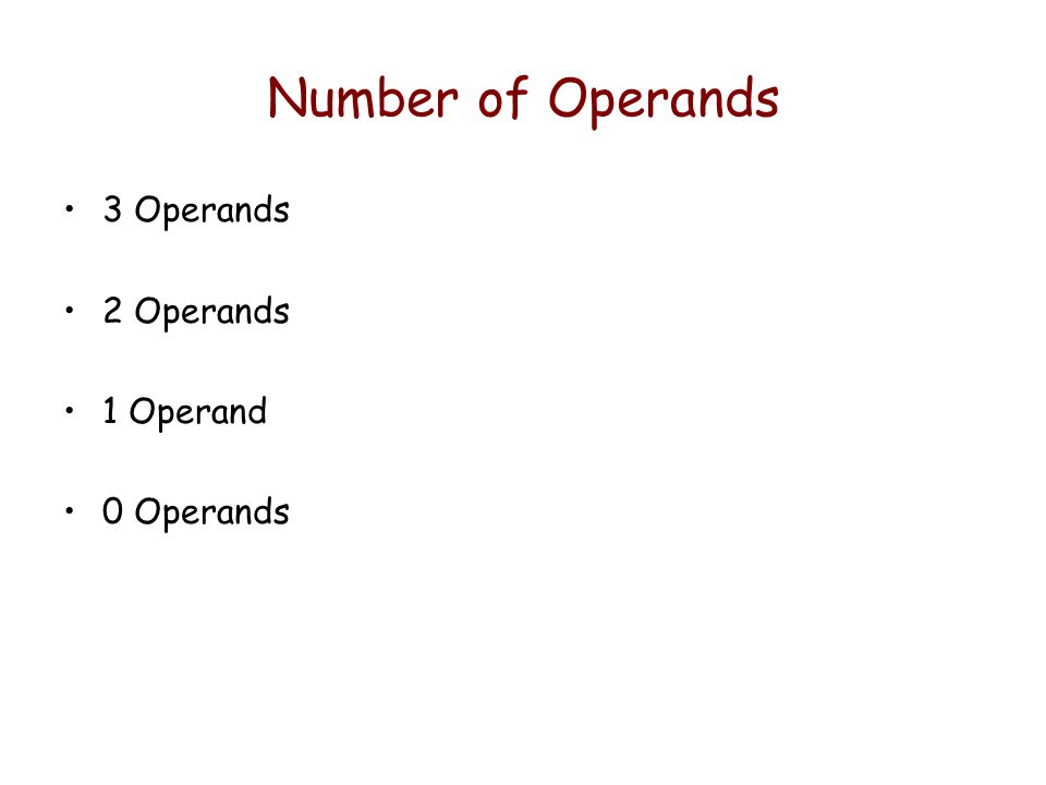 Number of Operands 3 Operands 2 Operands 1 Operand 0 Operands