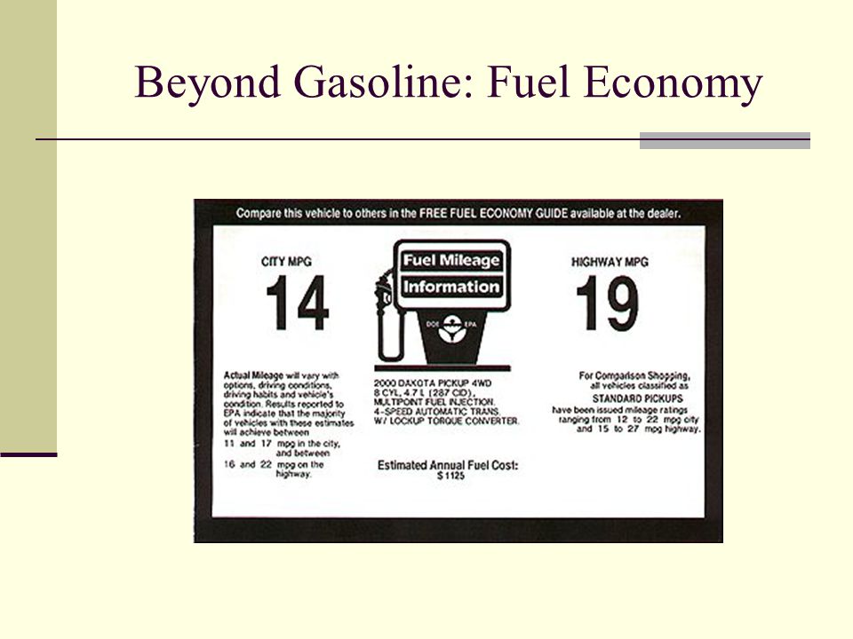 Beyond Gasoline: Fuel Economy