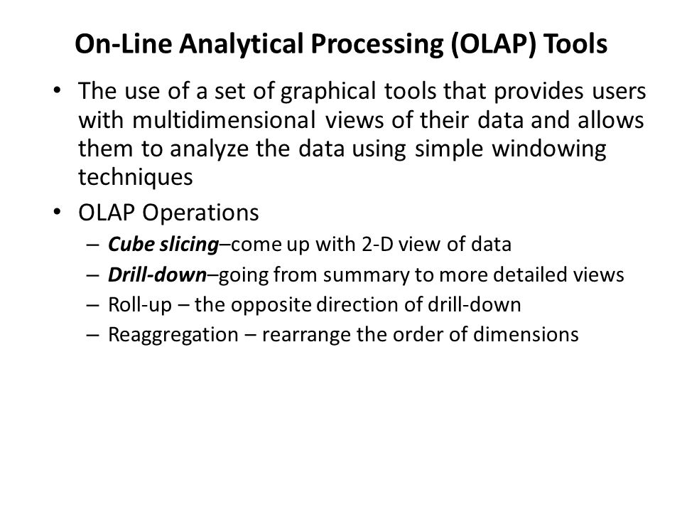 business intelligence on line analytical processing olap tools olap tools