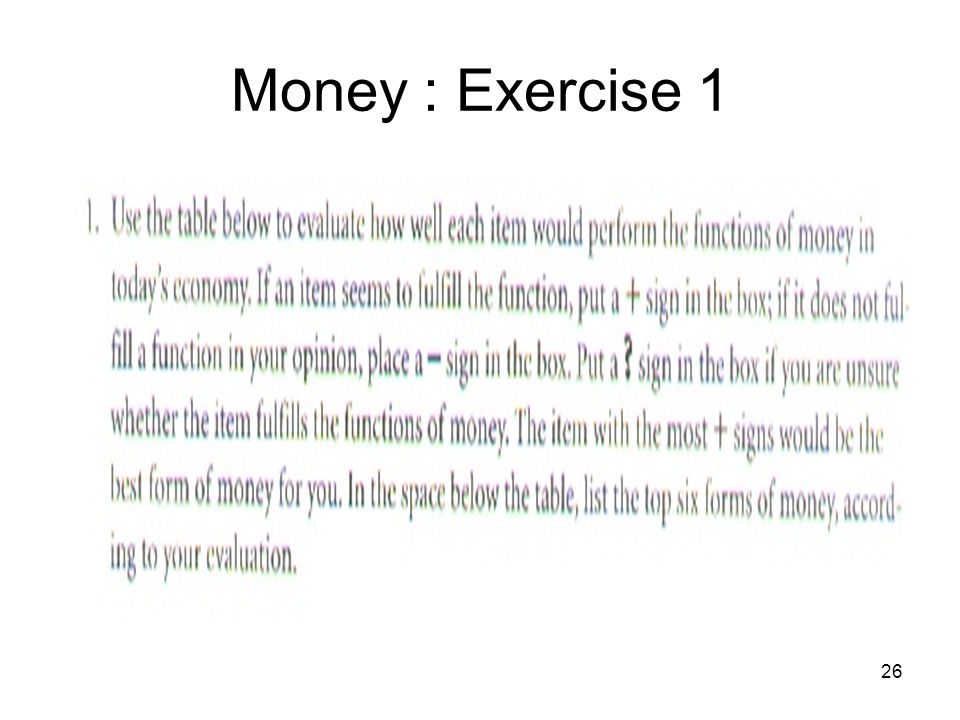 26 Money : Exercise 1