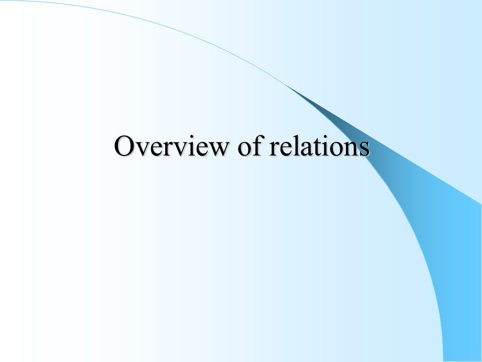 Overview of relations Overview of relations