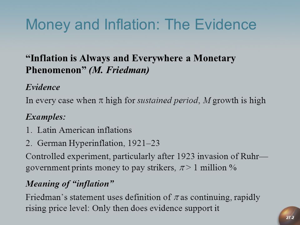 Chapter 27 Money and Inflation Money and Inflation: The Evidence “Inflation  is Always and Everywhere a Monetary Phenomenon” (M. Friedman) Evidence. -  ppt download