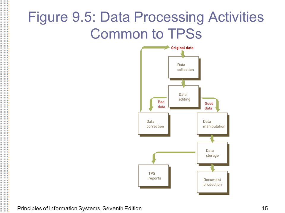 Principles of Information Systems, Seventh Edition15 Figure 9.5: Data Processing Activities Common to TPSs
