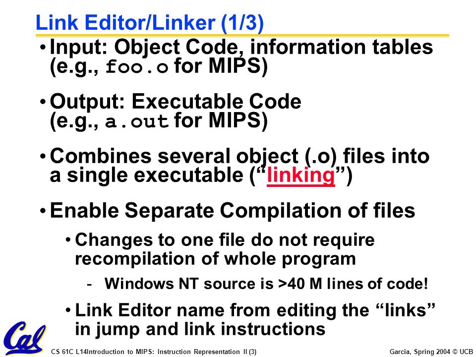 CS 61C L14Introduction to MIPS: Instruction Representation II (1 ...