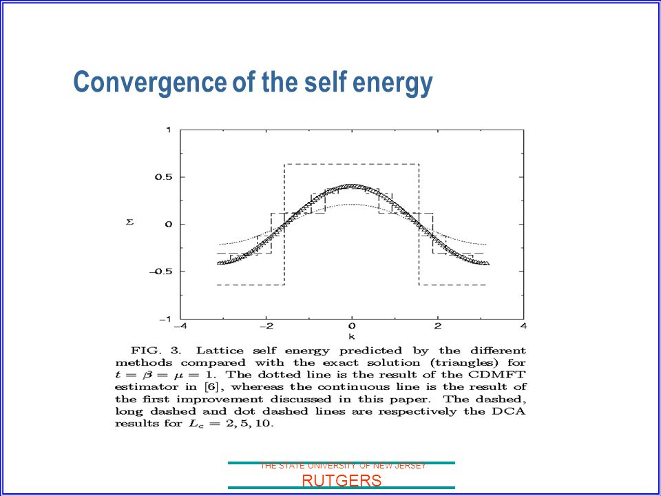 THE STATE UNIVERSITY OF NEW JERSEY RUTGERS Convergence of the self energy