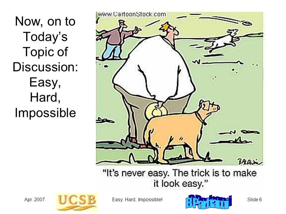 Apr. 2007Easy, Hard, Impossible!Slide 1 Easy, Hard, Impossible! A ...