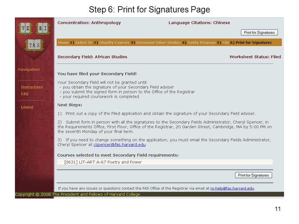 11 Step 6: Print for Signatures Page