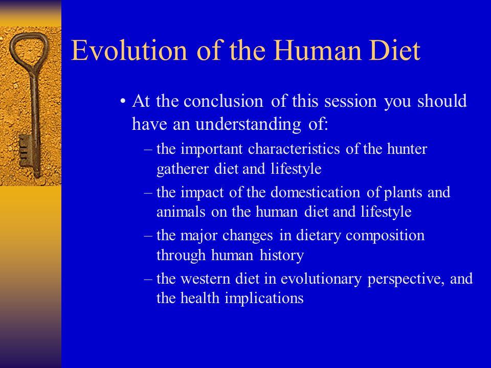 Lesson  : Recommendations in Nutrition. Evolution of the Human Diet At  the conclusion of this session you should have an understanding of: –the  important. - ppt download